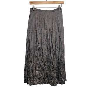 Chicos Silk Midi Skirt Beaded Embellished Party Special Occasion Size 1 Festival